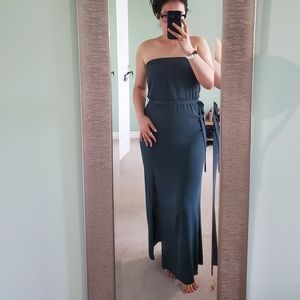 Green strapless maxi dress medium